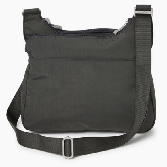 Baggallini Charcoal Gray Nylon Cross Over Crossbody Bag with Removable Wristlet - Picture 10 of 11